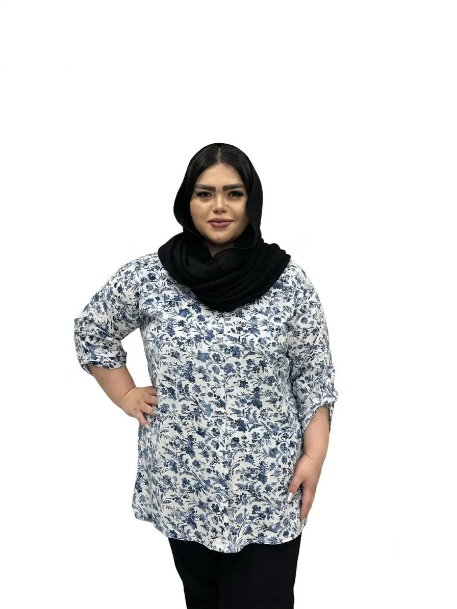 شومیز گلدار سایز بزرگ زنانه (تن خور آزاد و خنک)